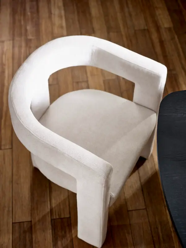 Elara Cream Chenille Upholstered  Chair - Image 5