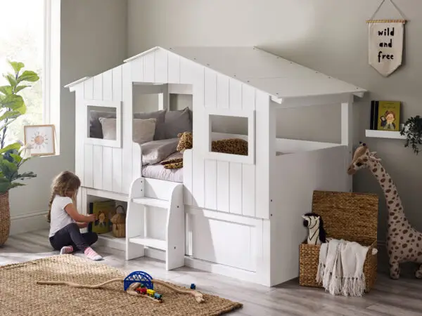 Acorn Treehouse Midsleeper & Storage Unit - White - Image 4