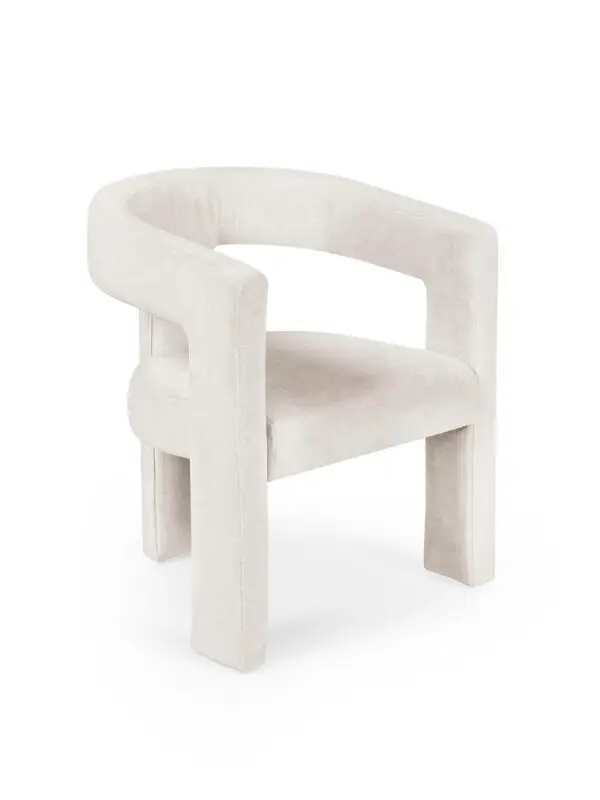 Elara Cream Chenille Upholstered  Chair - Image 3