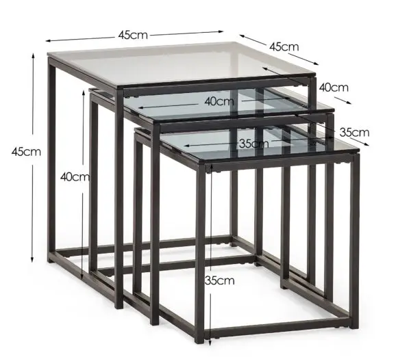 Chicago Nest Of 3 Tables Smoked Glass - Image 5