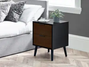 Alba 2 Drawer Bedside - Walnut/Black