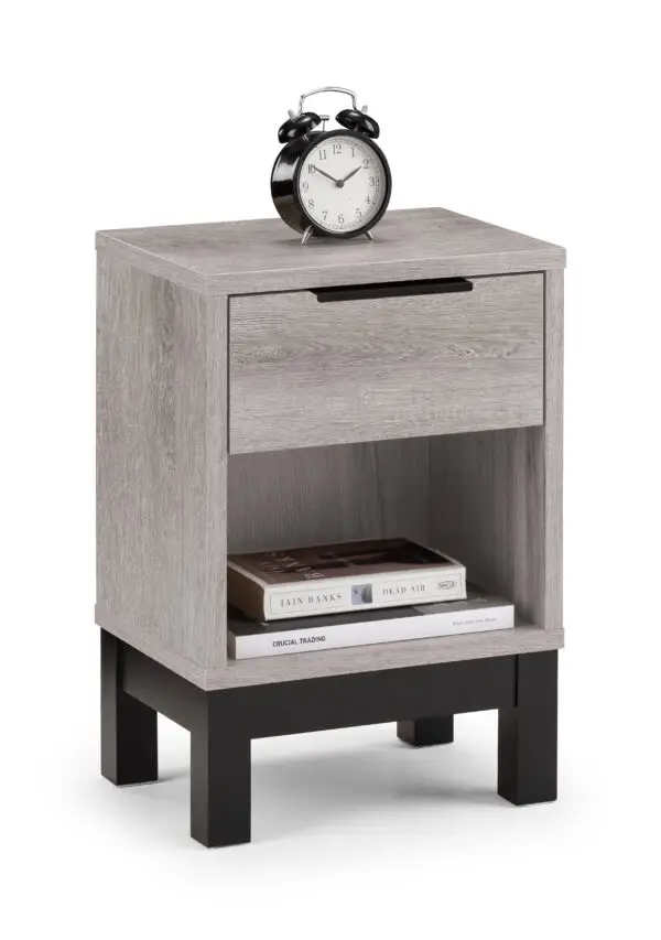 Bali 1 Drawer Bedside - Grey Oak - Image 3