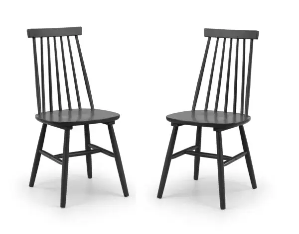 Set Of 2 Alassio Spindle Back Dining Chairs - Black - Image 2