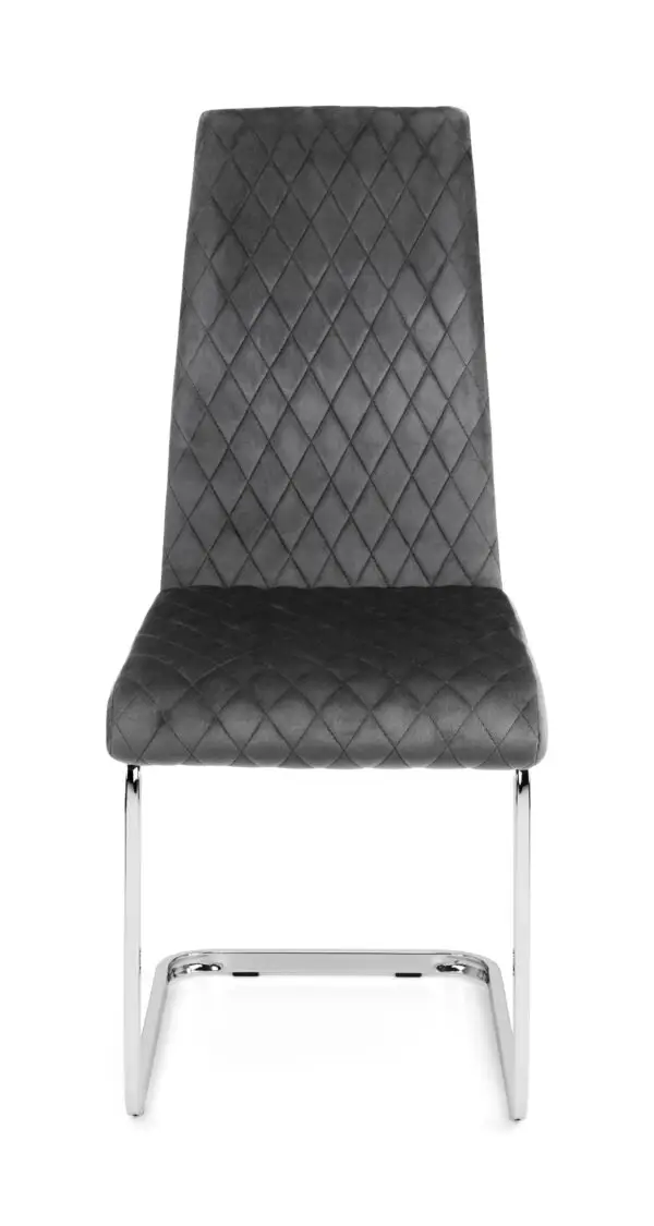 Set Of 4 Calabria Velvet Cantilever Chairs - Grey - Image 5