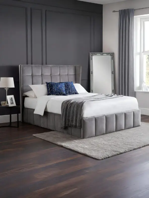 Gatsby Ottoman Storage 135cm Double Bed - Light Grey