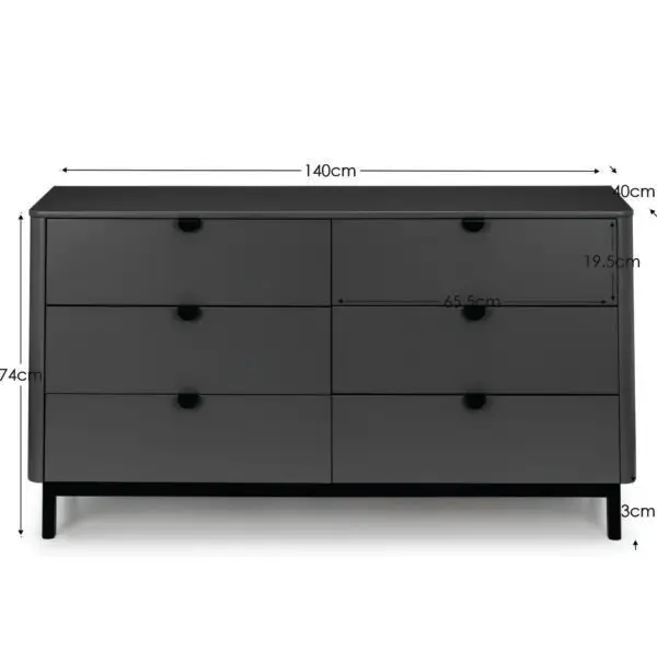 Chloe Storm Grey 6 Drawer Wide Chest - Image 8
