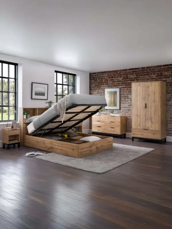 Bali Ottoman Storage 135cm Double Bed - Light Oak - Image 17
