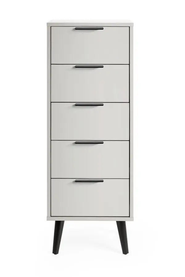 Alba 5 Drawer Narrow Chest - Silk Grey - Image 4