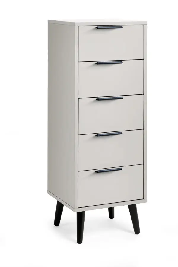 Alba 5 Drawer Narrow Chest - Silk Grey - Image 2