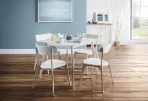 Casa White Square Table and 4 White Casa Chairs