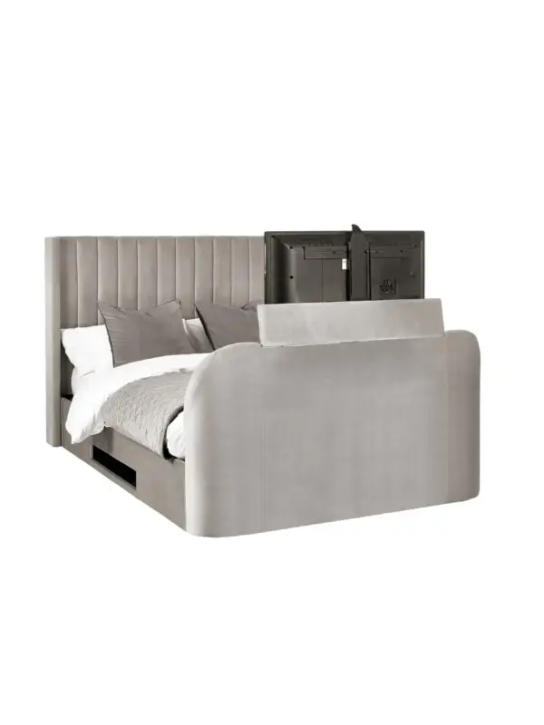 Clara Ottoman TV Bed 150cm - Light Grey - Image 6