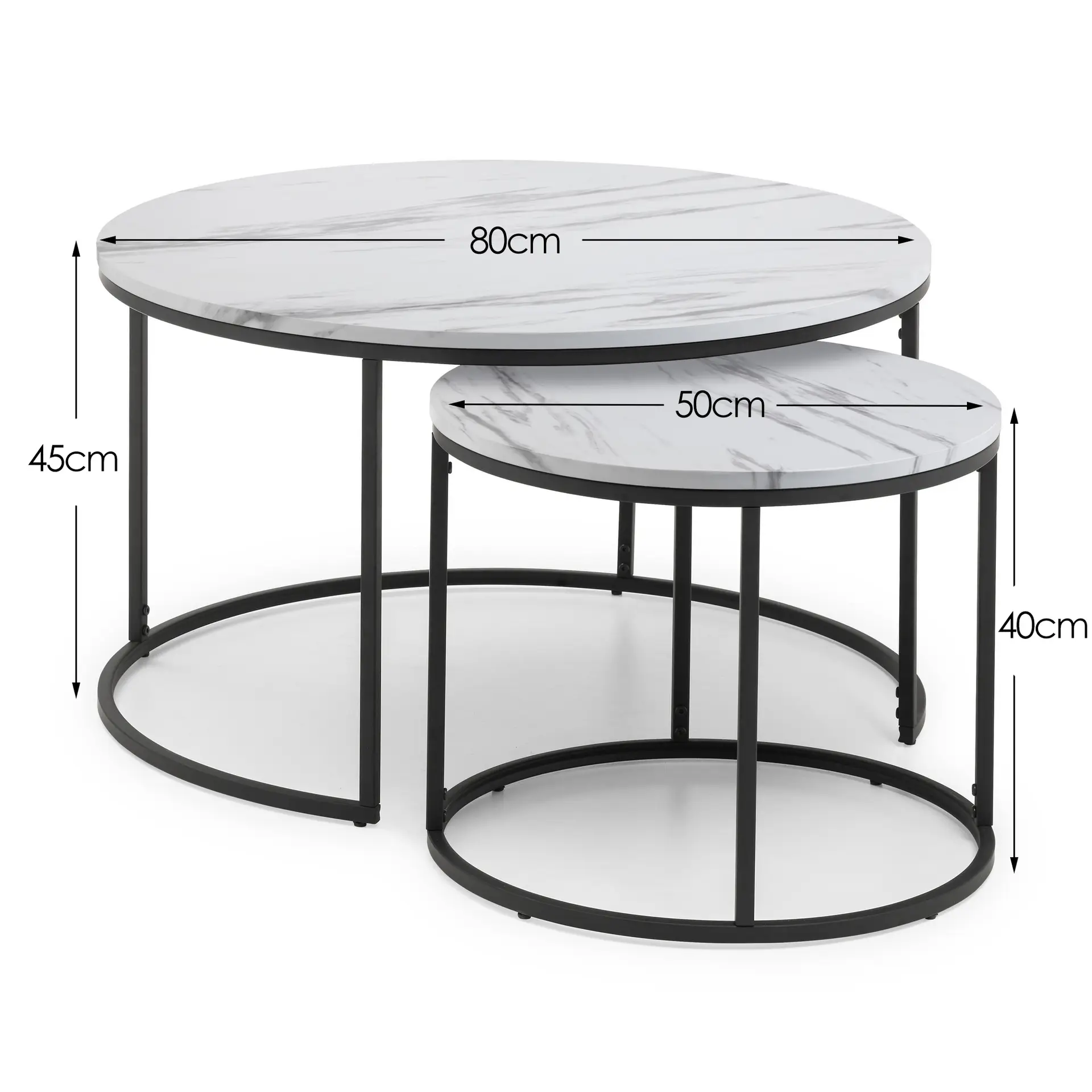 Bellini Round Nesting Coffee Table - White Marble - Image 5