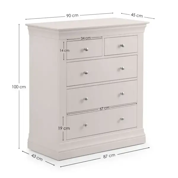 Clermont 3+2 Drawer Chest - Light Grey - Image 8