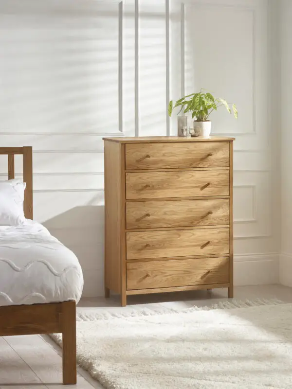 Coxmoor 5 Drawer Wide Chest - Oak - Image 3