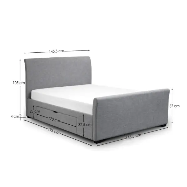 Capri Light Grey with Drawers 135cm Double Bed - Image 5