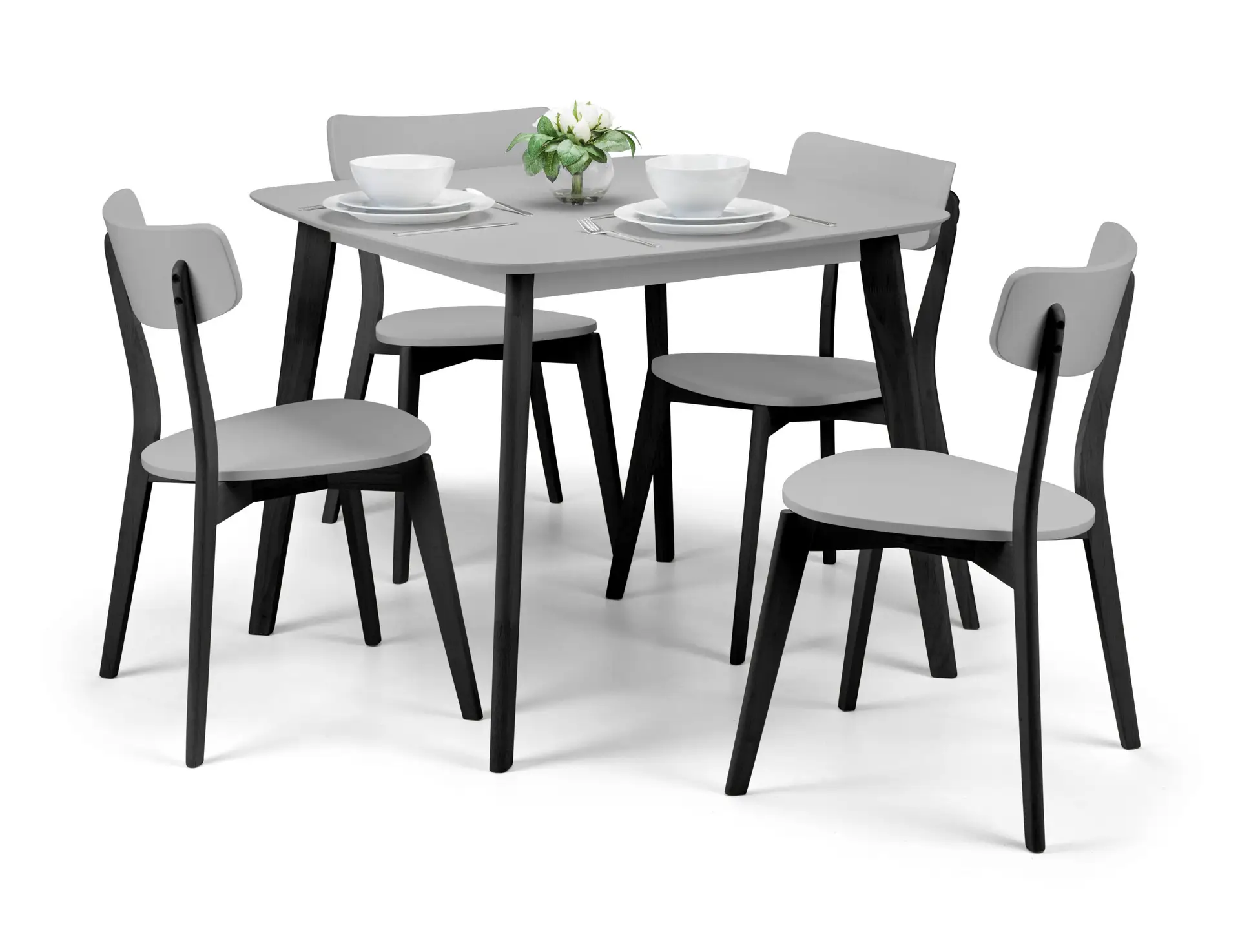 Set Of 4 Casa Dining Chairs Grey/Black - Image 5