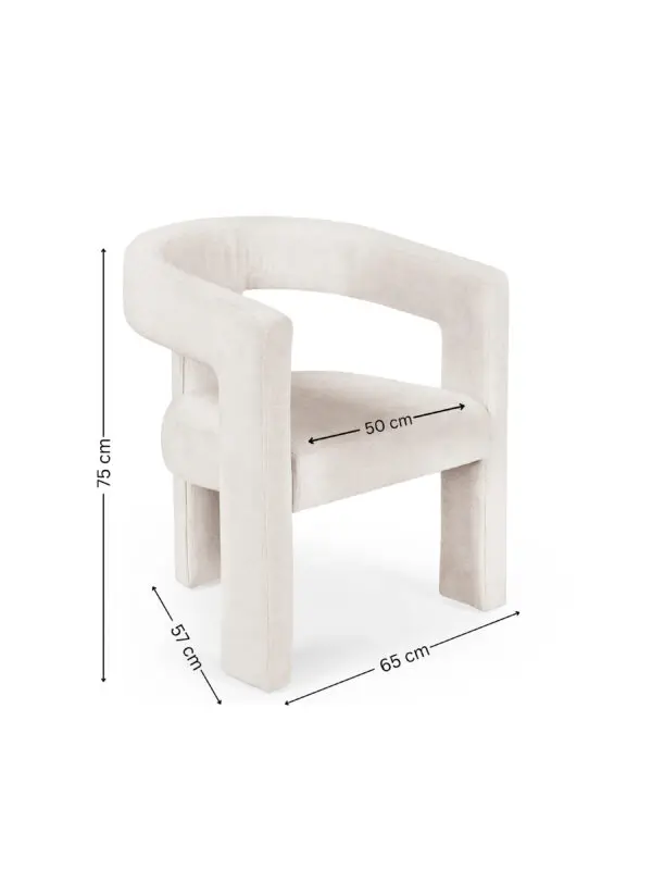 Elara Cream Chenille Upholstered  Chair - Image 12