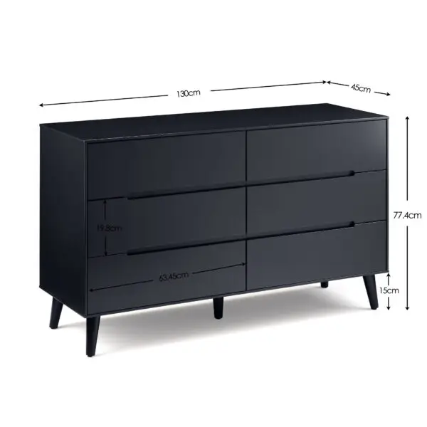 Alicia 6 Drawer Wide Chest - Anthracite - Image 10
