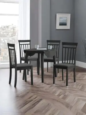 Coast Black Dropleaf Table and 4 Black Coast Chairs