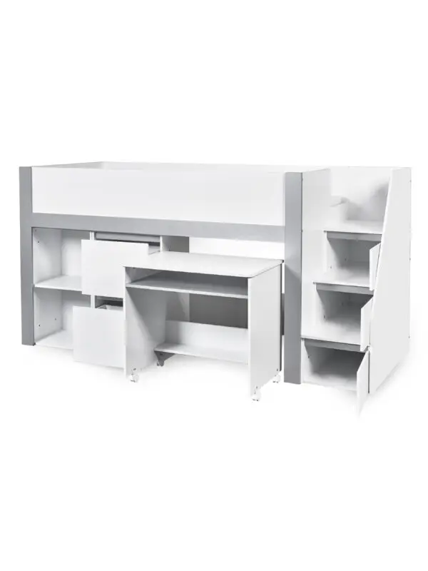 Gaia 90cm Single Midsleeper - White and Silver - Image 5