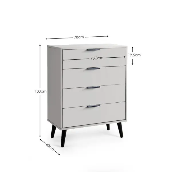Alba 4 Drawer Wide Chest - Silk Grey - Image 6