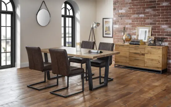 Brooklyn Oak Rectangular Table and 4 Brown Brooklyn Chairs - Image 5