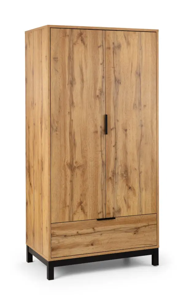 Bali 2 Door 1 Drawer Wardrobe - Light Oak - Image 2
