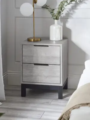 Bali 2 Drawer Bedside - Grey Oak