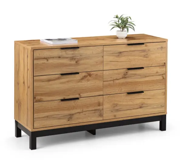 Bali 6 Drawer Wide Chest - Light Oak - Image 3