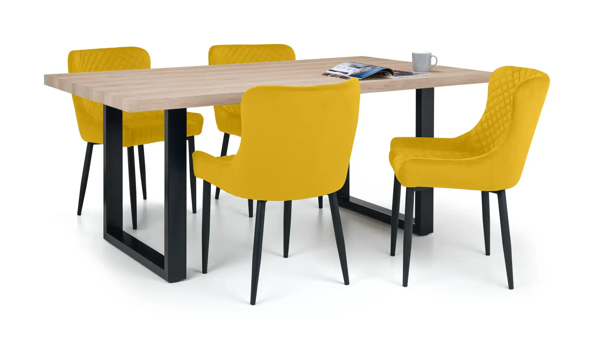 Berwick Rectangular Table and 4 Mustard Luxe Chairs - Image 4