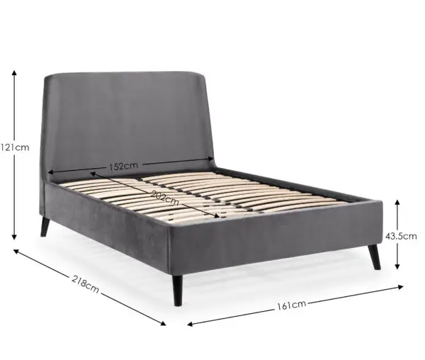 Frida Curved Velvet 135cm Double Bed - Grey - Image 9