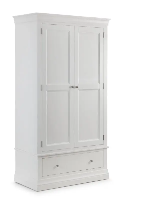 Clermont 2 Door 1 Drawer Wardrobe - Surf White - Image 2