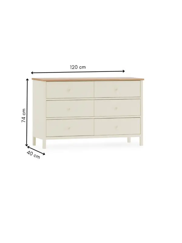 Coxmoor 6 Drawer Chest - Ivory and Oak - Image 8