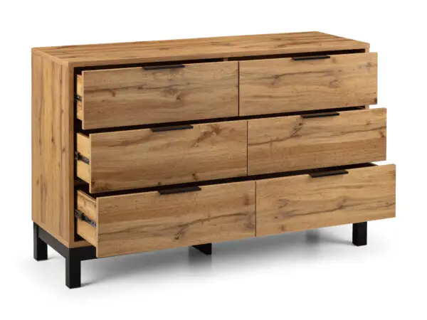 Bali 6 Drawer Wide Chest - Light Oak - Image 4