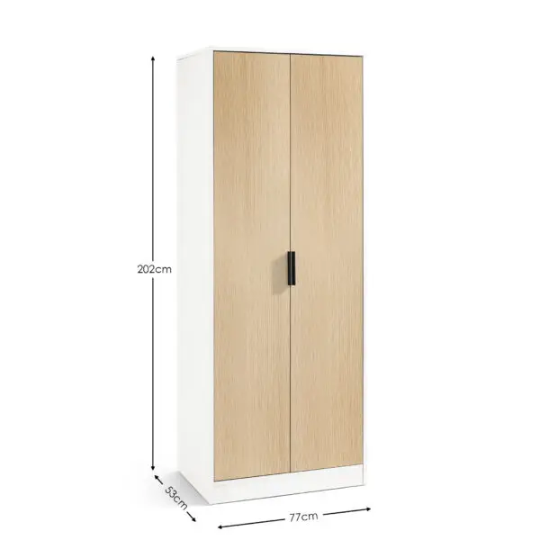 Alba 2 Door Wardrobe - White/Oak - Image 4
