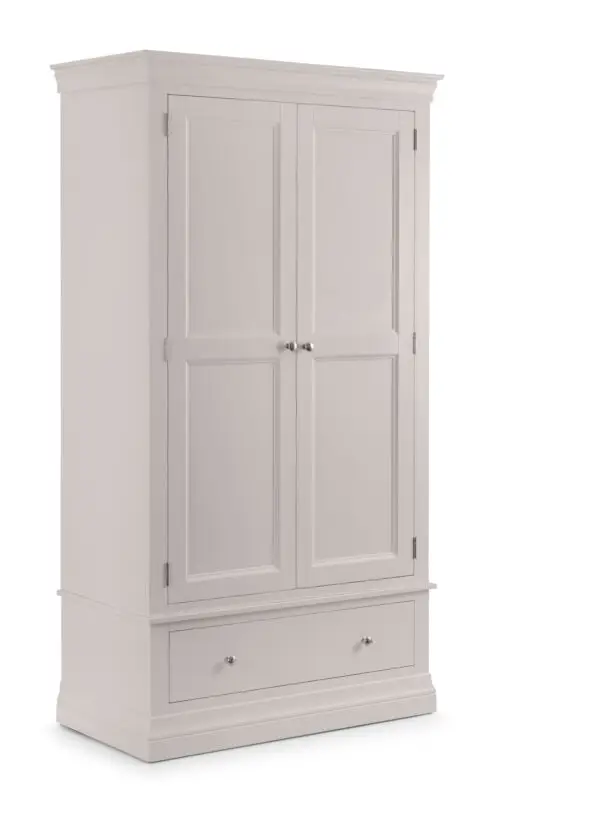 Clermont 2 Door 1 Drawer Wardrobe - Light Grey - Image 2