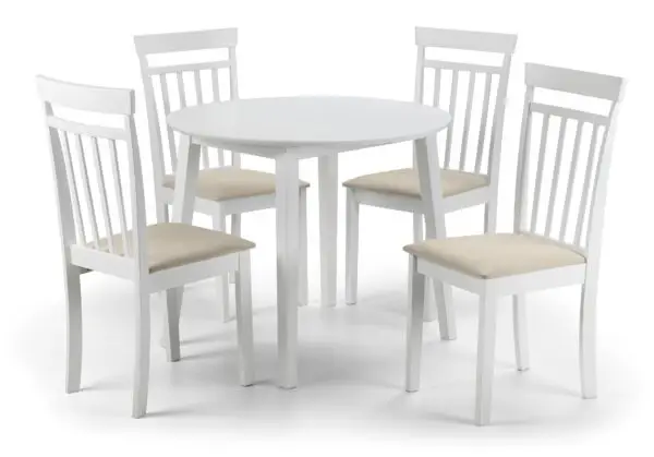 Coast White Dropleaf Table and 4 White Coast Chairs - Image 2