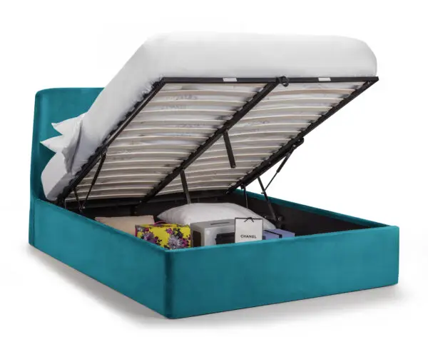 Frida Ottoman Storage 150cm King Bed - Teal - Image 2