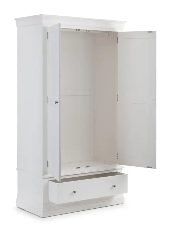 Clermont 2 Door 1 Drawer Wardrobe - Surf White - Image 3
