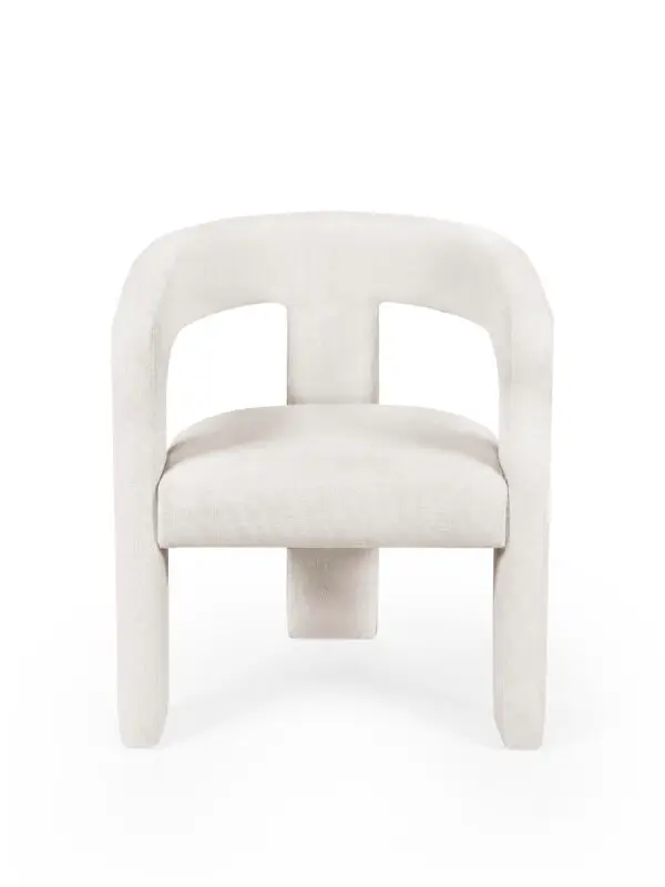 Elara Cream Chenille Upholstered  Chair - Image 4