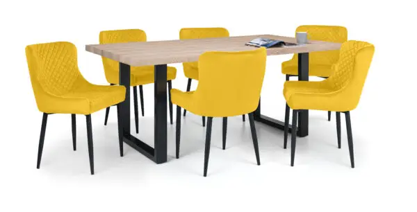 Berwick Rectangular Table and 6 Mustard Luxe Chairs - Image 2