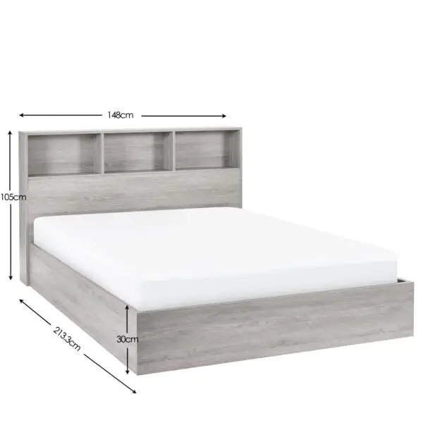 Bali Ottoman Storage 135cm Double Bed - Grey Oak - Image 10
