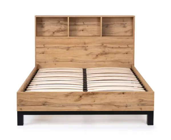 Bali Bookcase Headboard Bed 150cm - Light Oak - Image 3