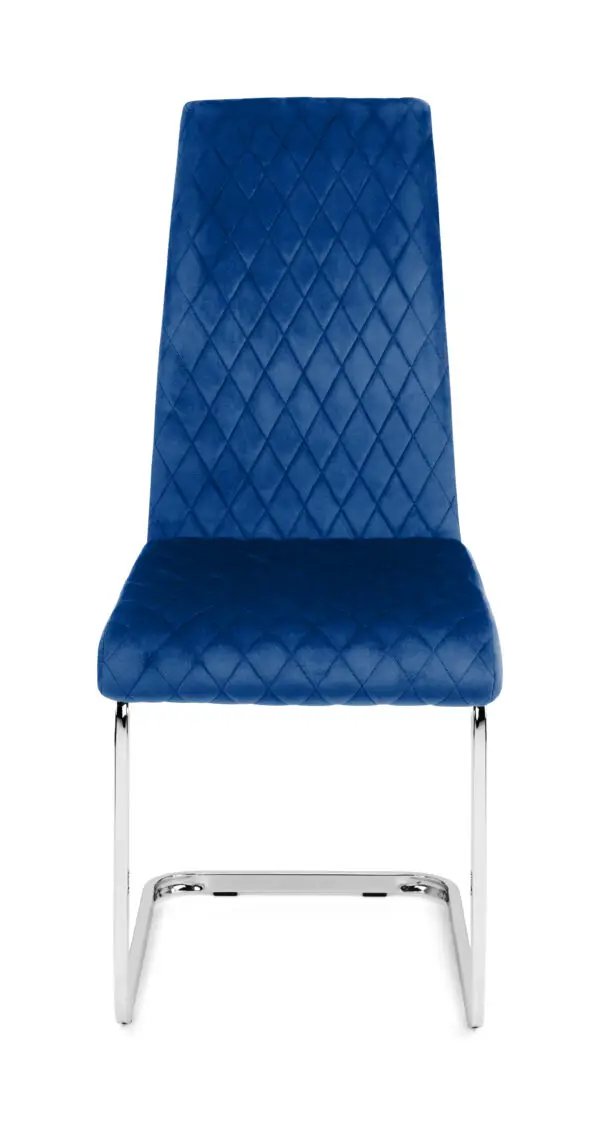 Set Of 4 Calabria Velvet Cantilever Chairs - Blue - Image 4