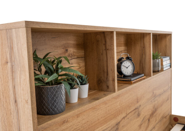 Bali Bookcase Headboard Bed 90cm - Light Oak - Image 3