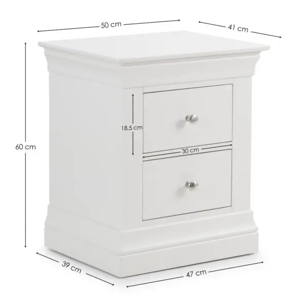 Clermont 2 Drawer Bedside - Surf White - Image 8