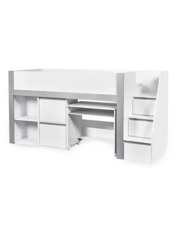 Gaia 90cm Single Midsleeper - White and Silver - Image 4