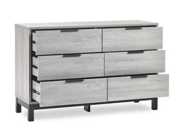 Bali 6 Drawer Wide Chest - Grey Oak - Image 4