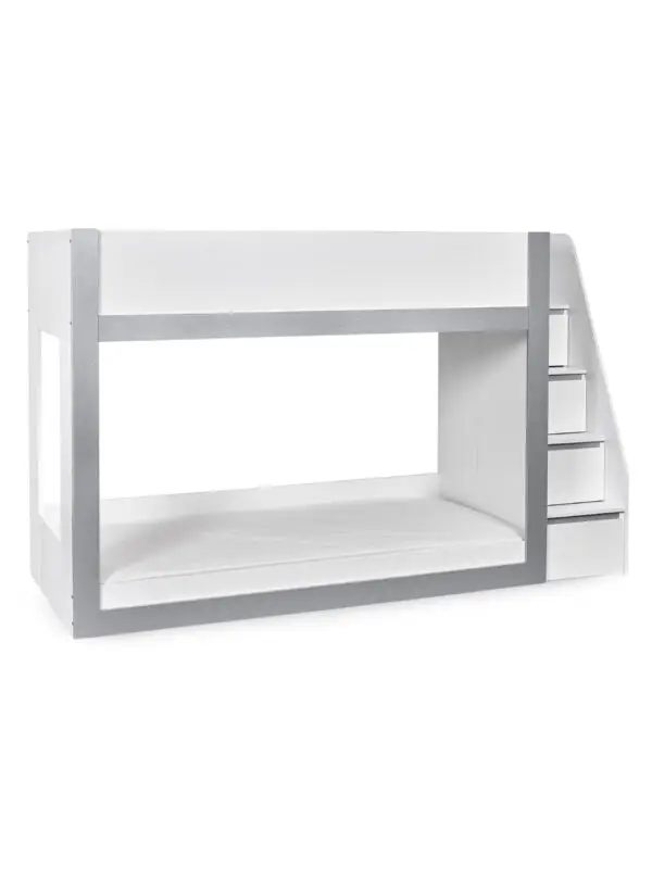 Gaia 90cm Single Bunk Bed - White and Silver - Image 3