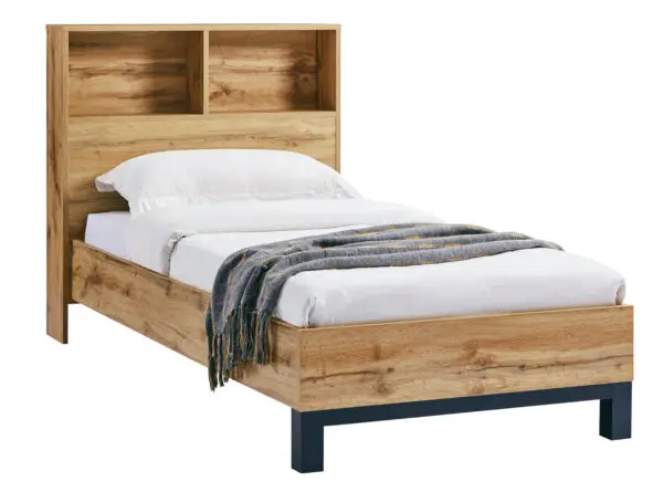 Bali Bookcase Headboard Bed 90cm - Light Oak - Image 2